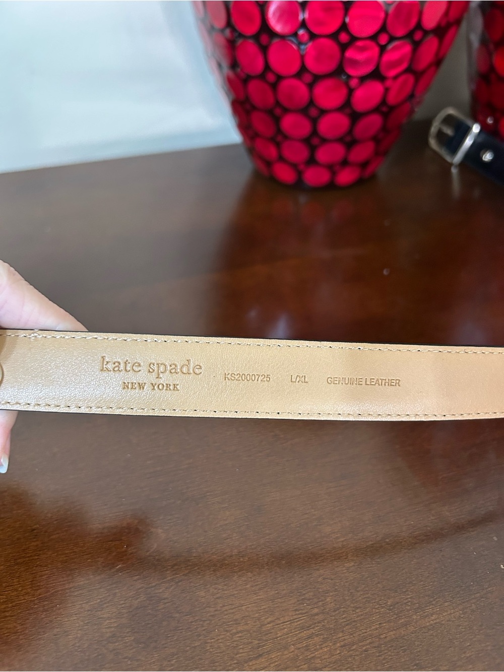 Kate Spade 25MM Stitched Feather Edge Belt - L/XL MSRP $58 - Picture 6 of 14